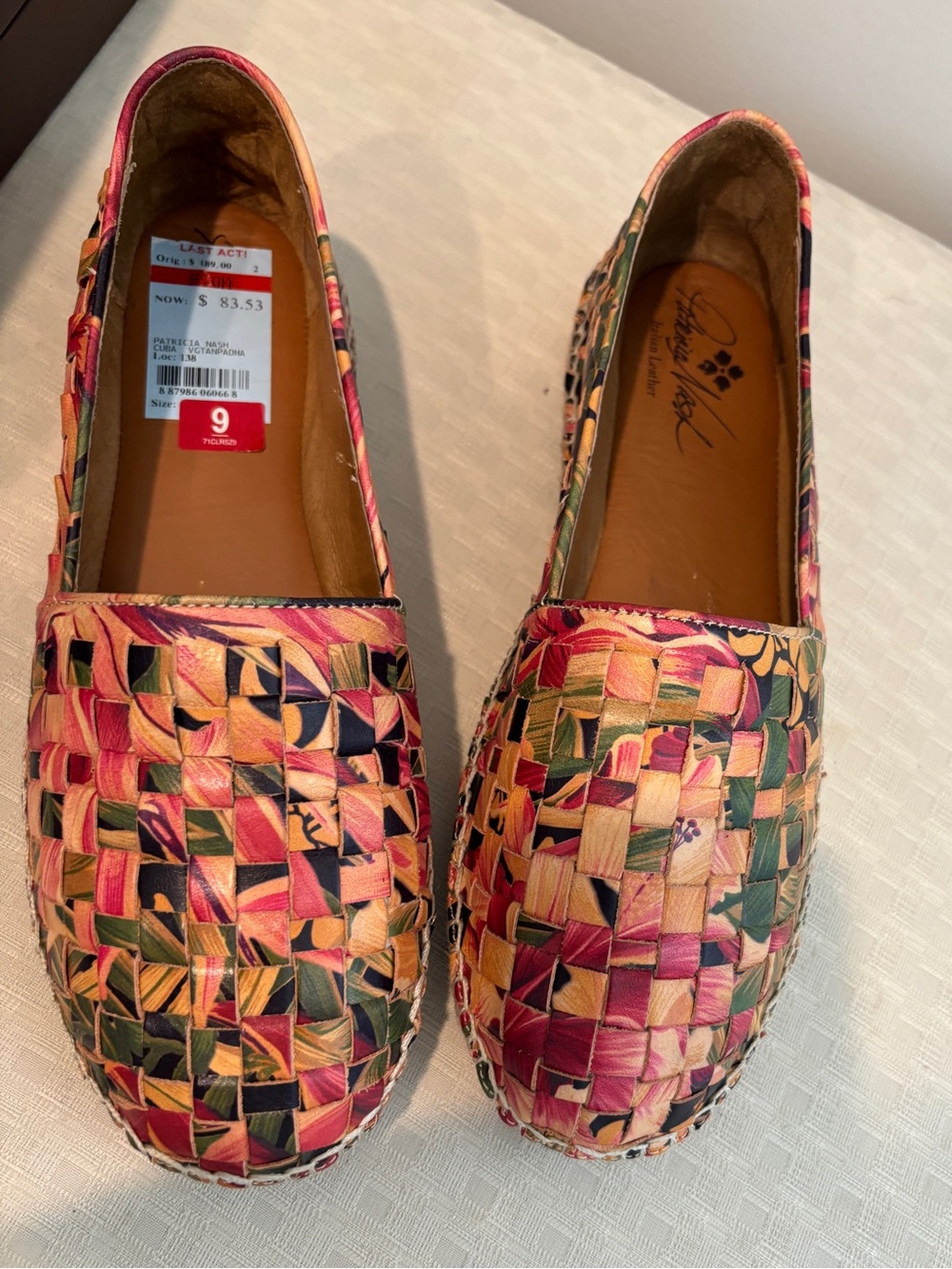 Woven Multicolor Slip-On Loafers - Size 9/39